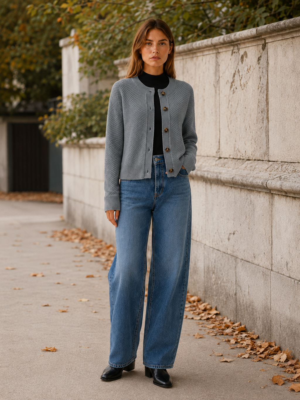 Lucinda | Cardigan with Button Front and Textured Detail