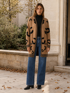 Lunara | Long Cardigan with Leopard Print and Front Pockets