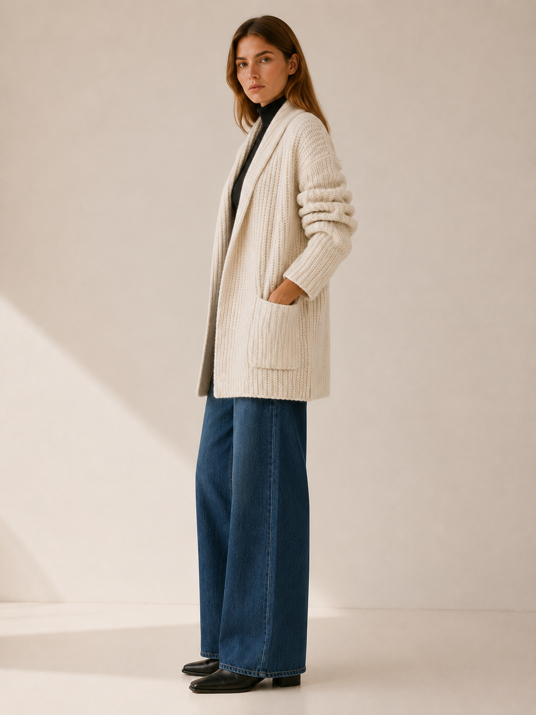 Maelle | Oversized Cardigan with Open Front and Pockets