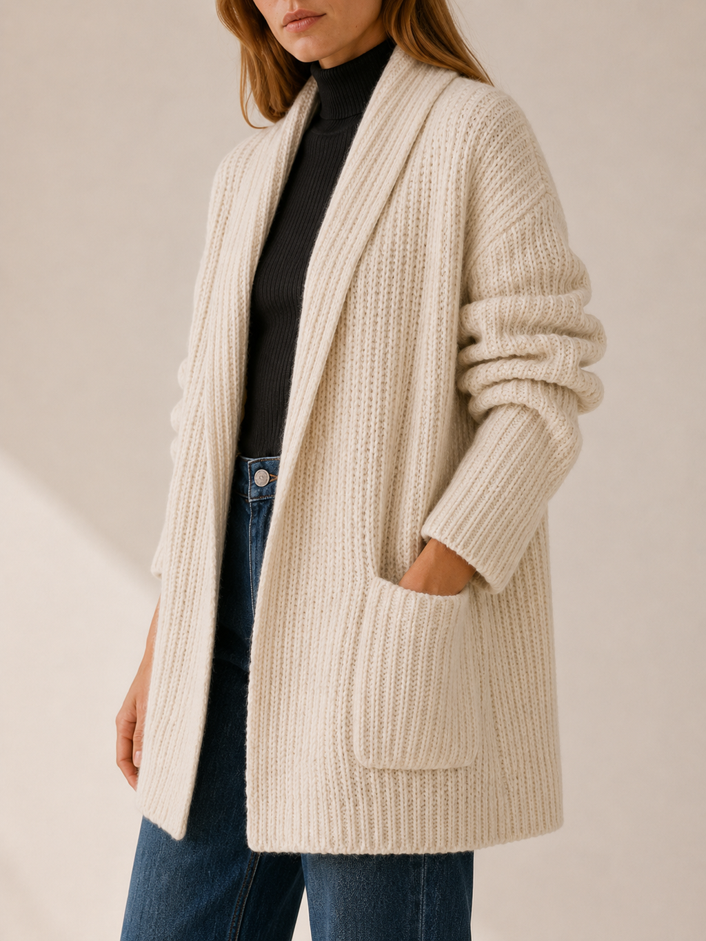Maelle | Oversized Cardigan with Open Front and Pockets