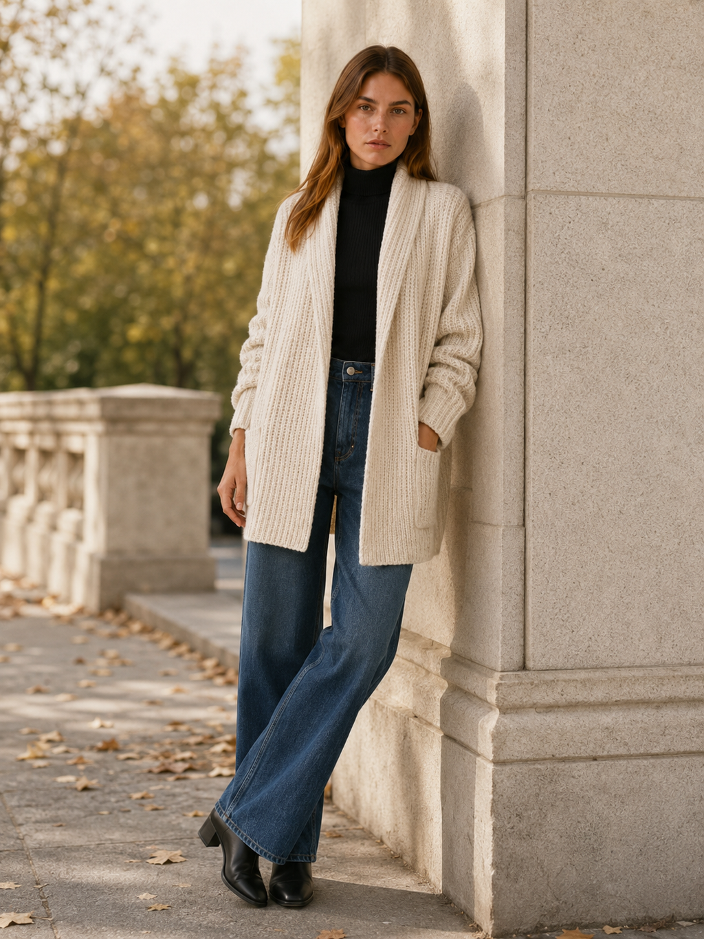 Maelle | Oversized Cardigan with Open Front and Pockets