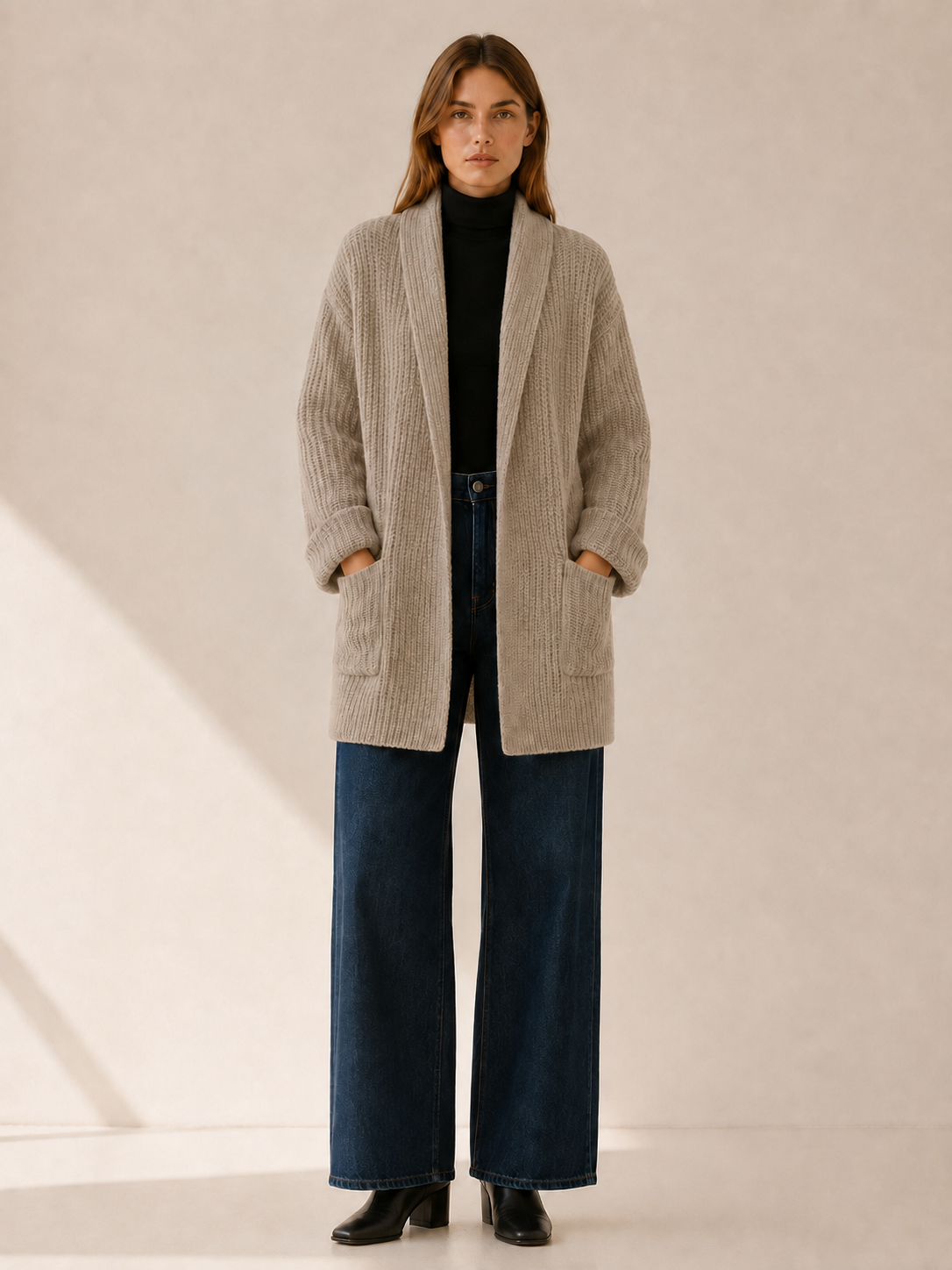 Maelle | Oversized Cardigan with Open Front and Pockets