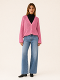 Maribel | V-Neck Cardigan with Button Front and Openwork Detail