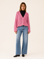 Maribel | V-Neck Cardigan with Button Front and Openwork Detail