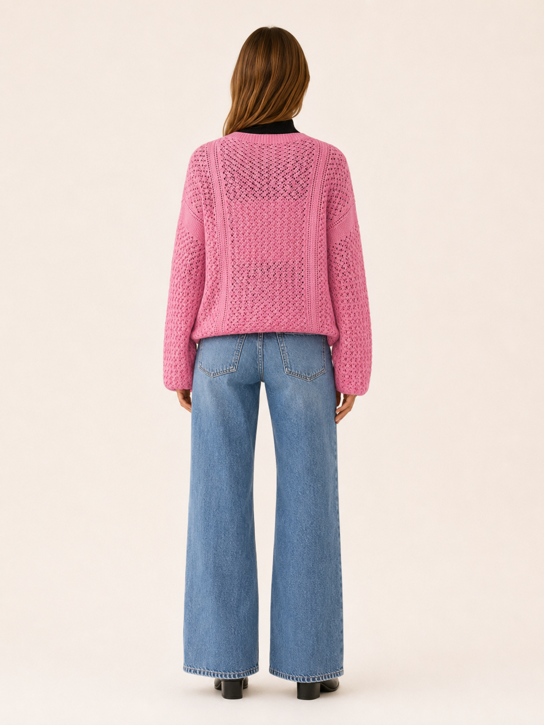 Maribel | V-Neck Cardigan with Button Front and Openwork Detail