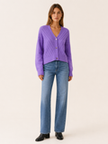 Mirren | V-Neck Cardigan with Button Front and Ribbed Detail