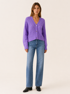 Mirren | V-Neck Cardigan with Button Front and Ribbed Detail