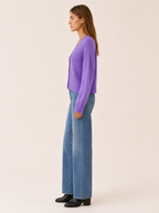 Mirren | V-Neck Cardigan with Button Front and Ribbed Detail