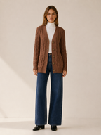 Nerissa | Long Cardigan with Button Front and Patch Pockets