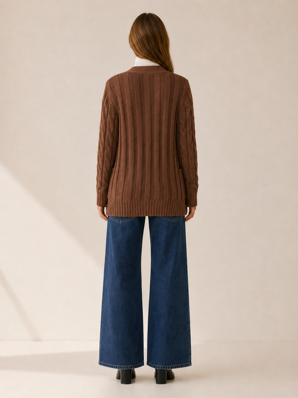 Nerissa | Long Cardigan with Button Front and Patch Pockets