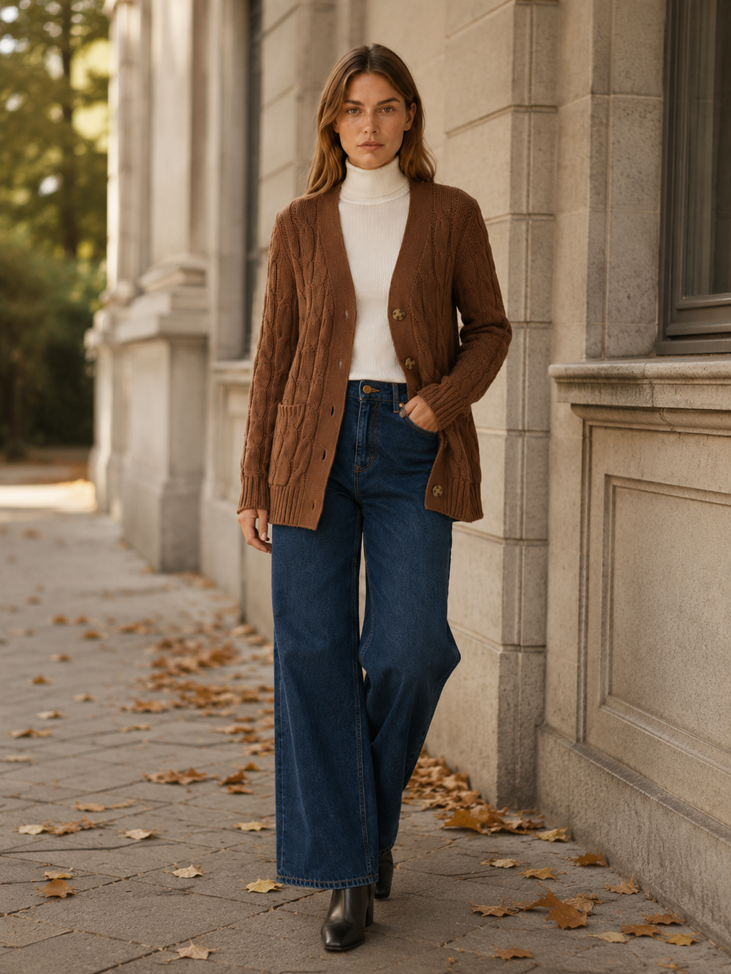 Nerissa | Long Cardigan with Button Front and Patch Pockets