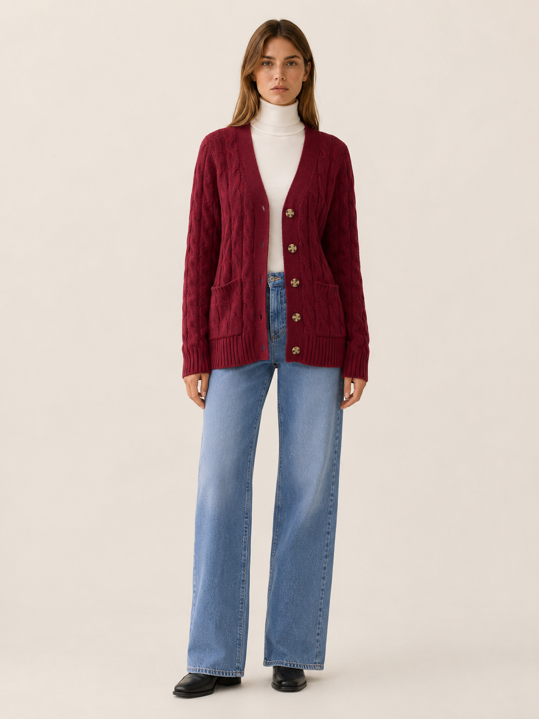 Nerissa | Long Cardigan with Button Front and Patch Pockets