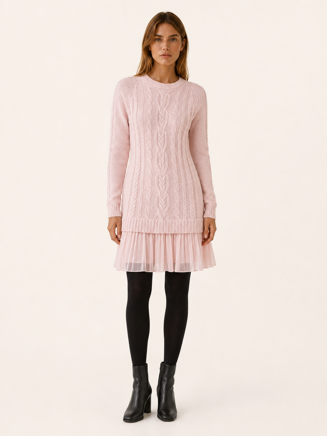 Nicasia | Jumper Dress with Pleated Hem and Textured Detail