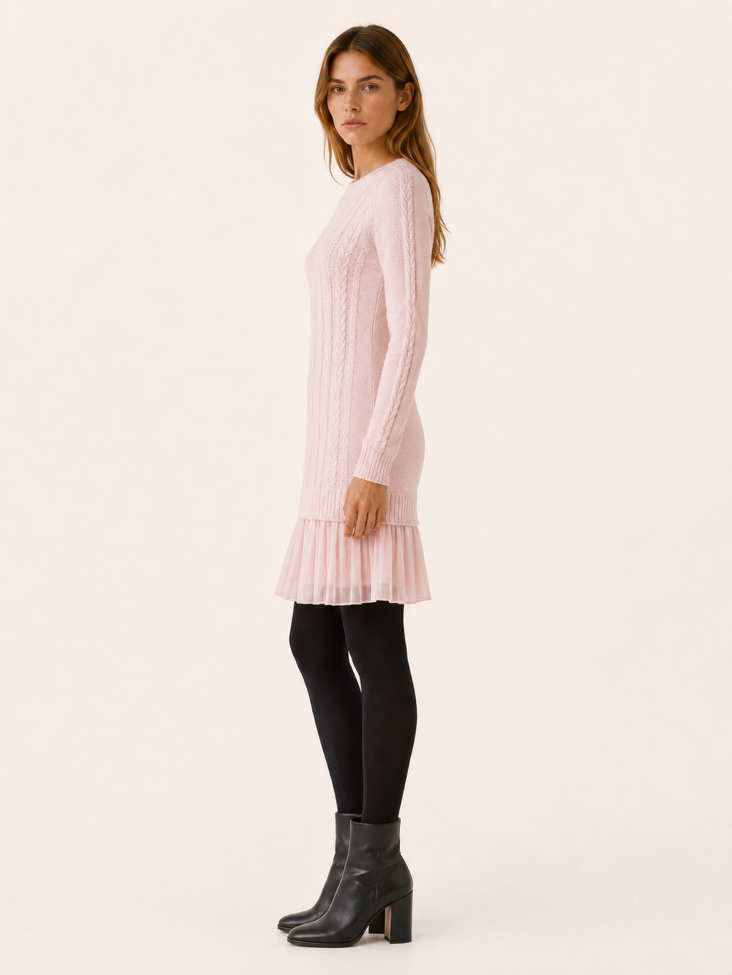 Nicasia | Jumper Dress with Pleated Hem and Textured Detail