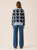 Odette | Cardigan with Houndstooth Pattern and Button Front