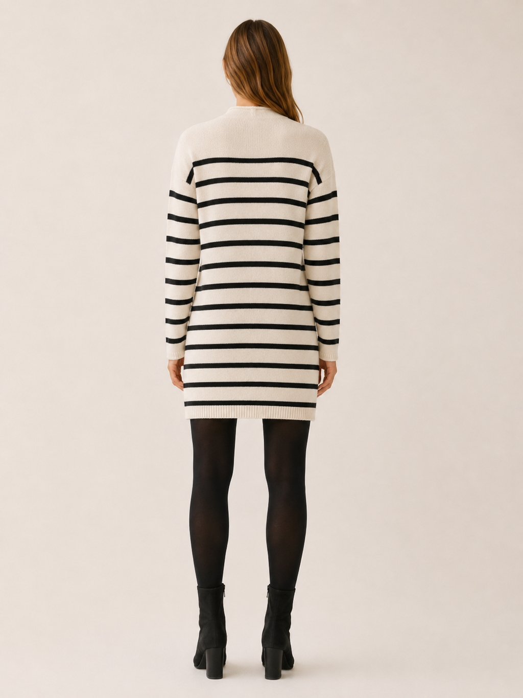 Ondine | Jumper Dress with Mock Neck and Stripe Design