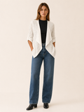 Sabine | Open Front Cardigan with Eyelet Detail and Roll-Tab Sleeves