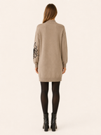 Orelvane | Sweater Dress with Floral Detail and Mock Neck