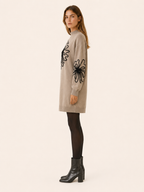 Orelvane | Sweater Dress with Floral Detail and Mock Neck