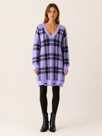 Oryssia | Jumper Dress with Check Pattern and Distressed Hem