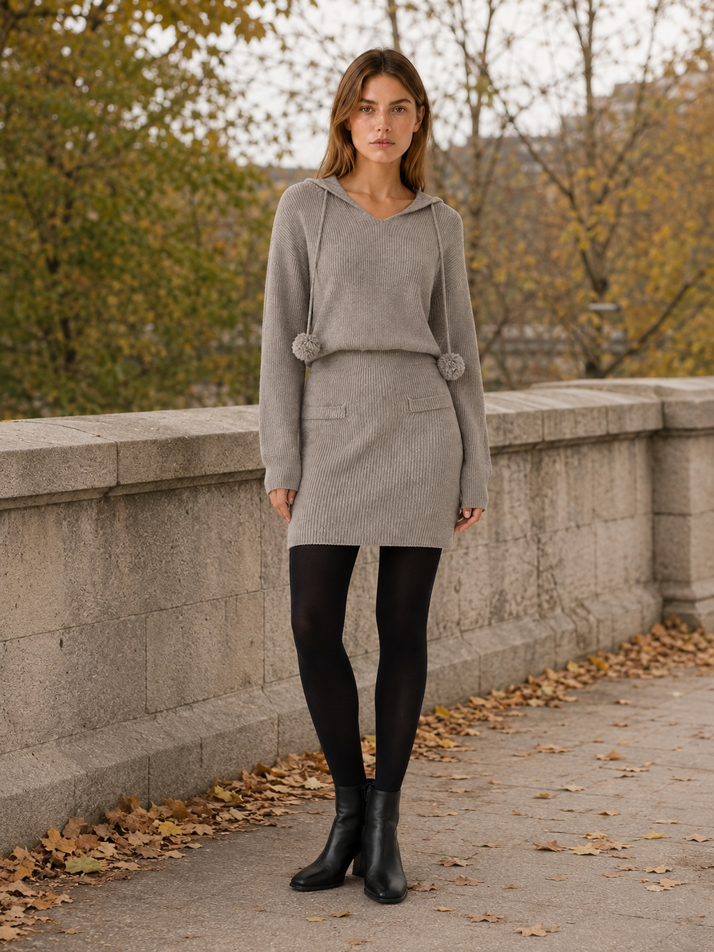 Ottavia | Jumper Dress with Hood and Drawstring Detail