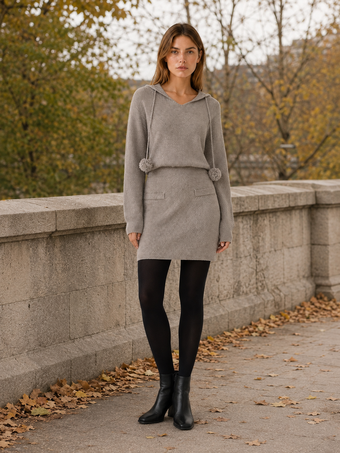 Ottavia | Jumper Dress with Hood and Drawstring Detail