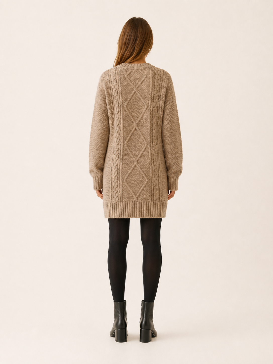 Ottilie | Jumper Dress with Round Neck and Textured Detail
