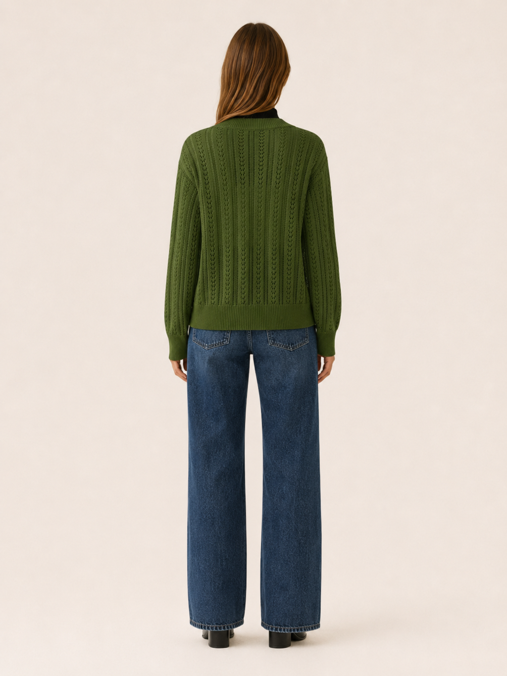 Pernille | V-Neck Cardigan with Openwork Detail and Button Front