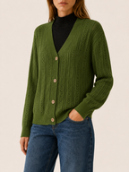 Pernille | V-Neck Cardigan with Openwork Detail and Button Front