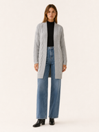 Petra | Long Cardigan with Open Front and Textured Detail