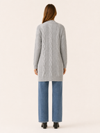 Petra | Long Cardigan with Open Front and Textured Detail