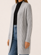 Petra | Long Cardigan with Open Front and Textured Detail