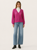 Phoebe | V-Neck Cardigan with Openwork Detail and Button Front