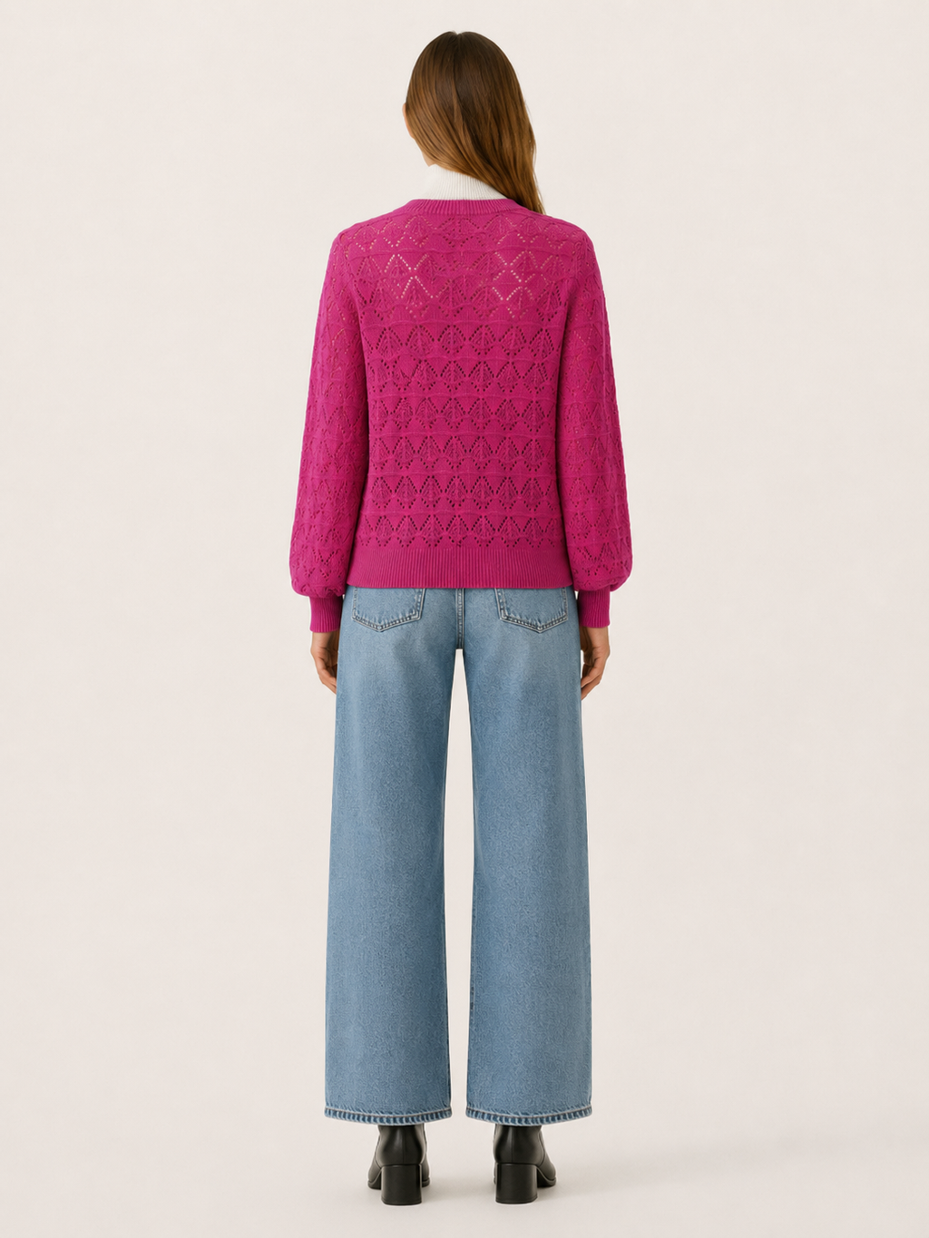 Phoebe | V-Neck Cardigan with Openwork Detail and Button Front