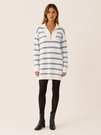 Ravessia | Jumper Dress with Quarter Zip and Striped Detail
