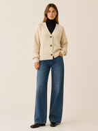 Romy | Oversized Cardigan with V-Neck and Button Front