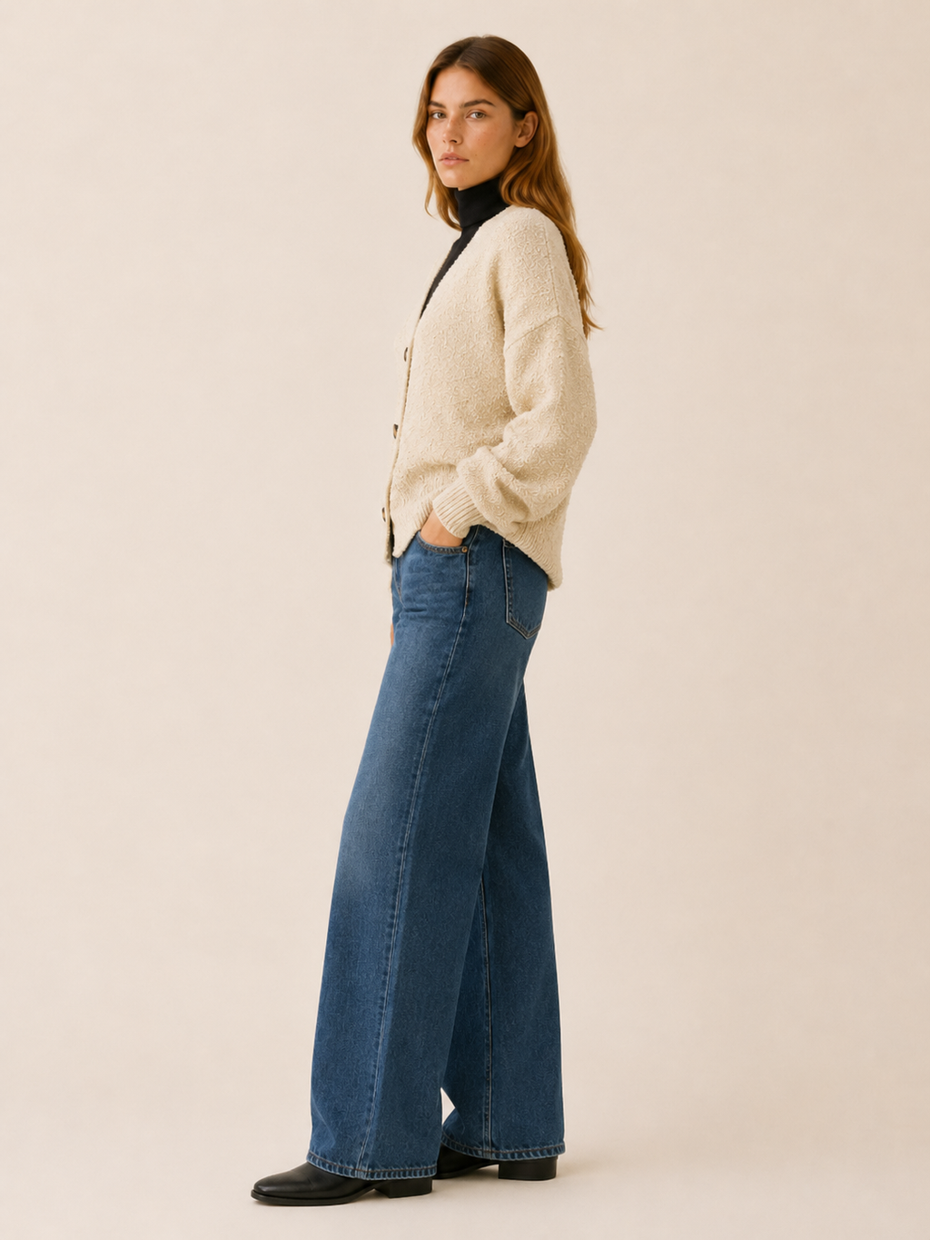 Romy | Oversized Cardigan with V-Neck and Button Front