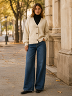 Romy | Oversized Cardigan with V-Neck and Button Front