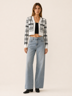 Rovixa | Cropped Cardigan with Plaid Design and V-Neck