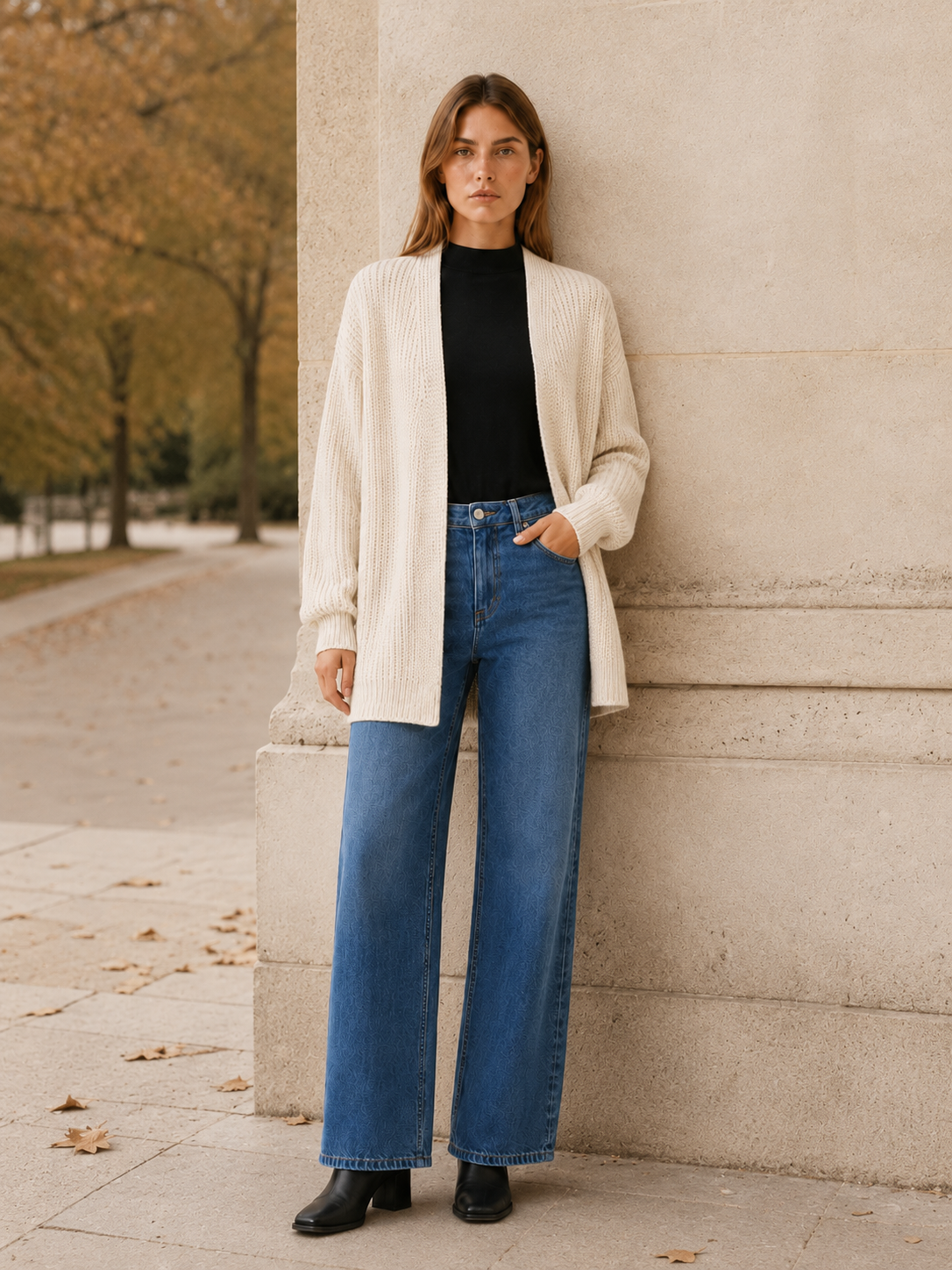 Soraya | Long Cardigan with Balloon Sleeves and Open Front