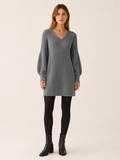 Thessavine | Jumper Dress with V-Neck and Balloon Sleeves
