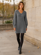 Thessavine | Jumper Dress with V-Neck and Balloon Sleeves