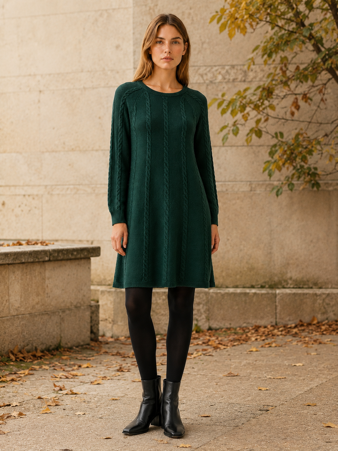 Tirzah | Jumper Dress with Textured Detail and A-Line Fit
