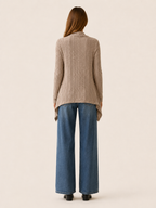 Tove | Waterfall Cardigan with Ribbed Detail and Draped Hem