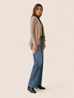 Tove | Waterfall Cardigan with Ribbed Detail and Draped Hem