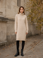Trevellia | Jumper Dress with Roll Neck and Side Slit