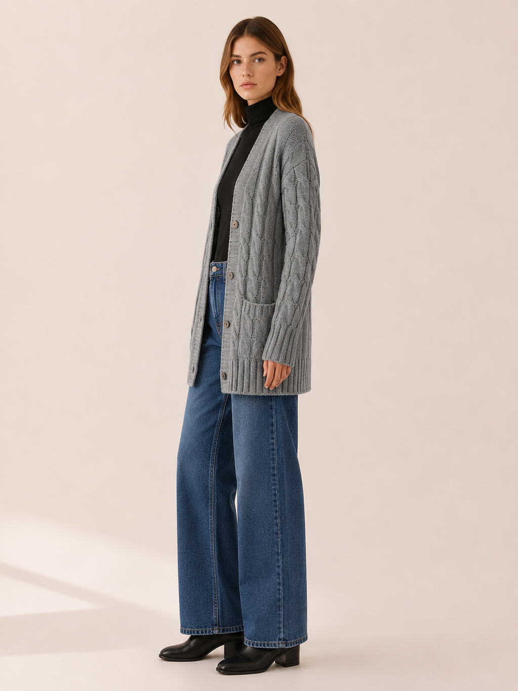 Vaerlyn | Long Cardigan with Button Front and Pockets