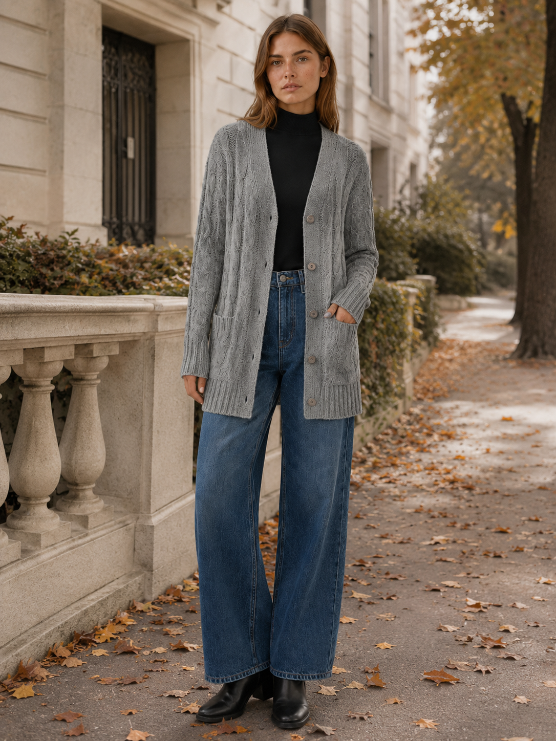 Vaerlyn | Long Cardigan with Button Front and Pockets