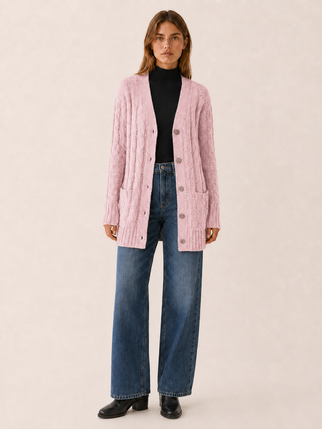Vaerlyn | Long Cardigan with Button Front and Pockets