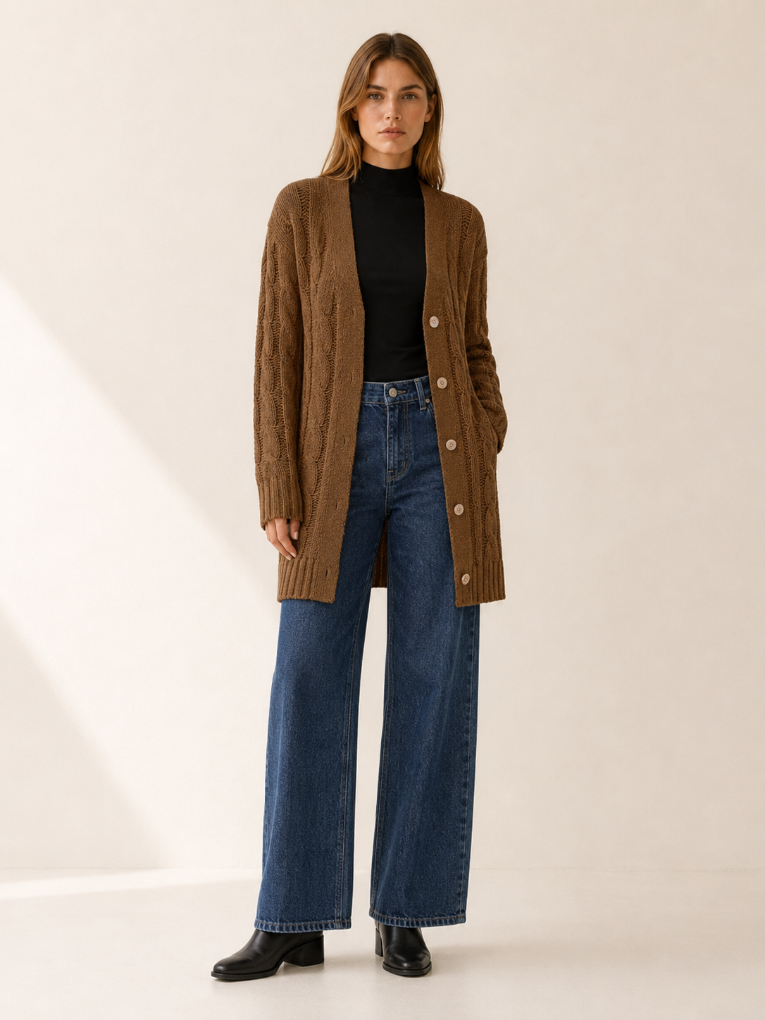 Vaerlyn | Long Cardigan with Button Front and Pockets